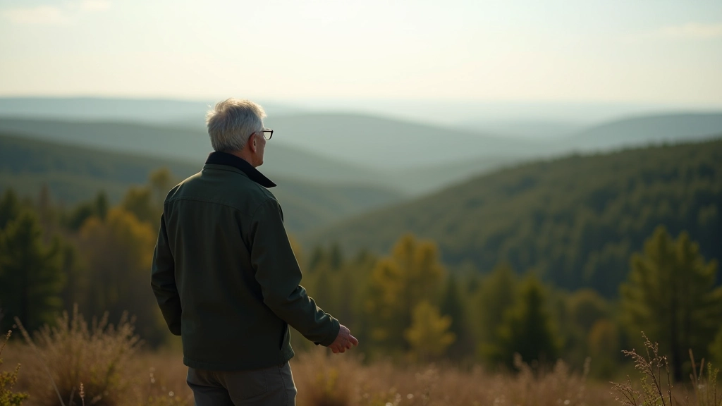 Žmonės pasigėrinti vaizdais iš piliakalio viršūnės, miško panorama toli